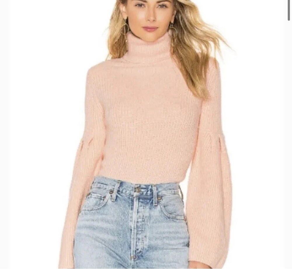 Revolve Lovers + Friends Ribbed Long Bell Sleeve Turtle Neck Sweater Medium New